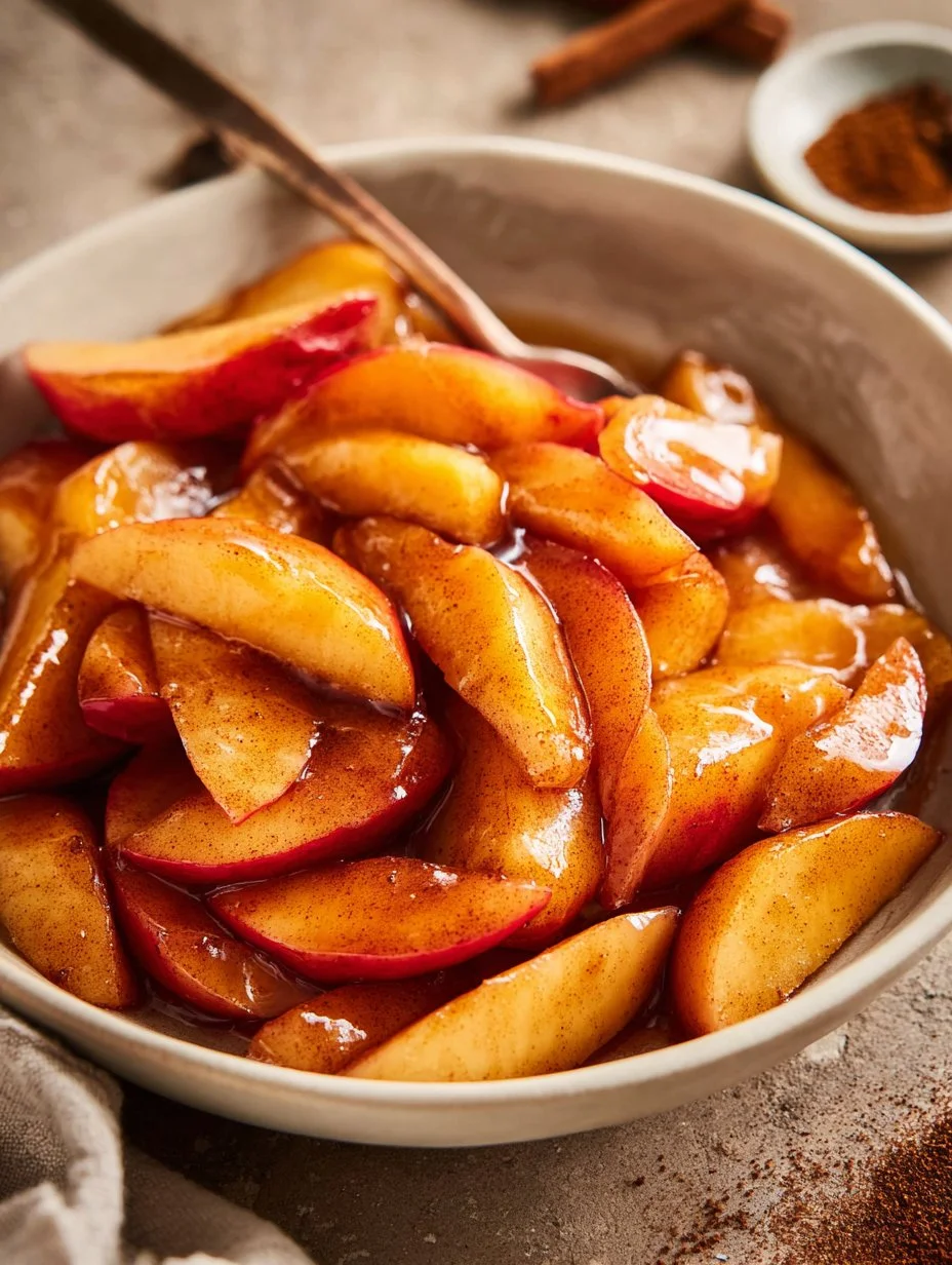 Delicious air fryer apples served with caramel drizzle
