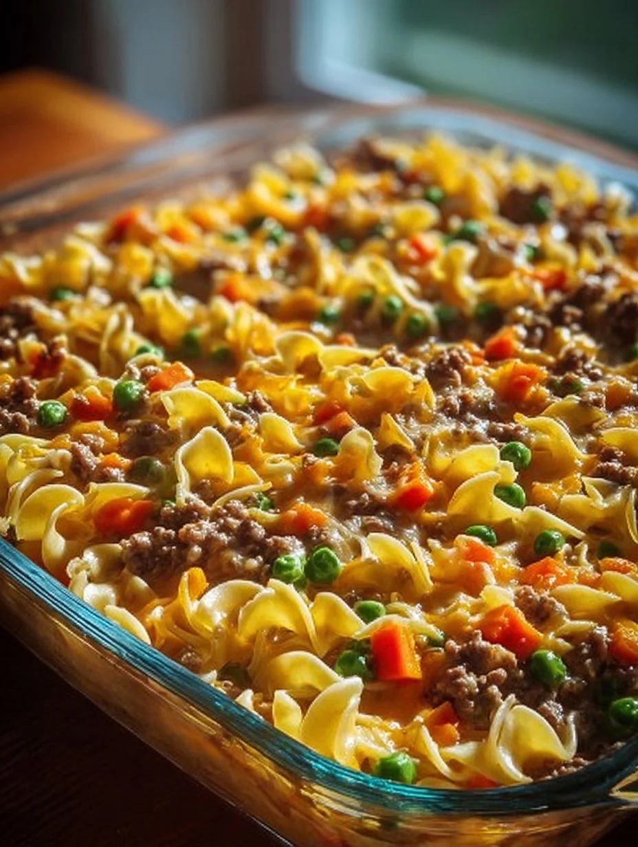 Amish Sunday Savior Casserole served in a rustic dish
