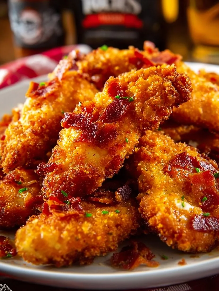 Bacon Brown Sugar Chicken Tenders garnished and ready to serve