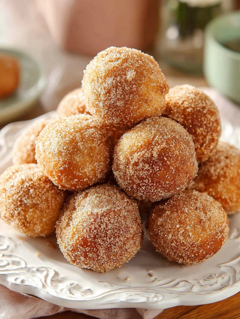 Baked apple cider donut holes with cinnamon sugar topping