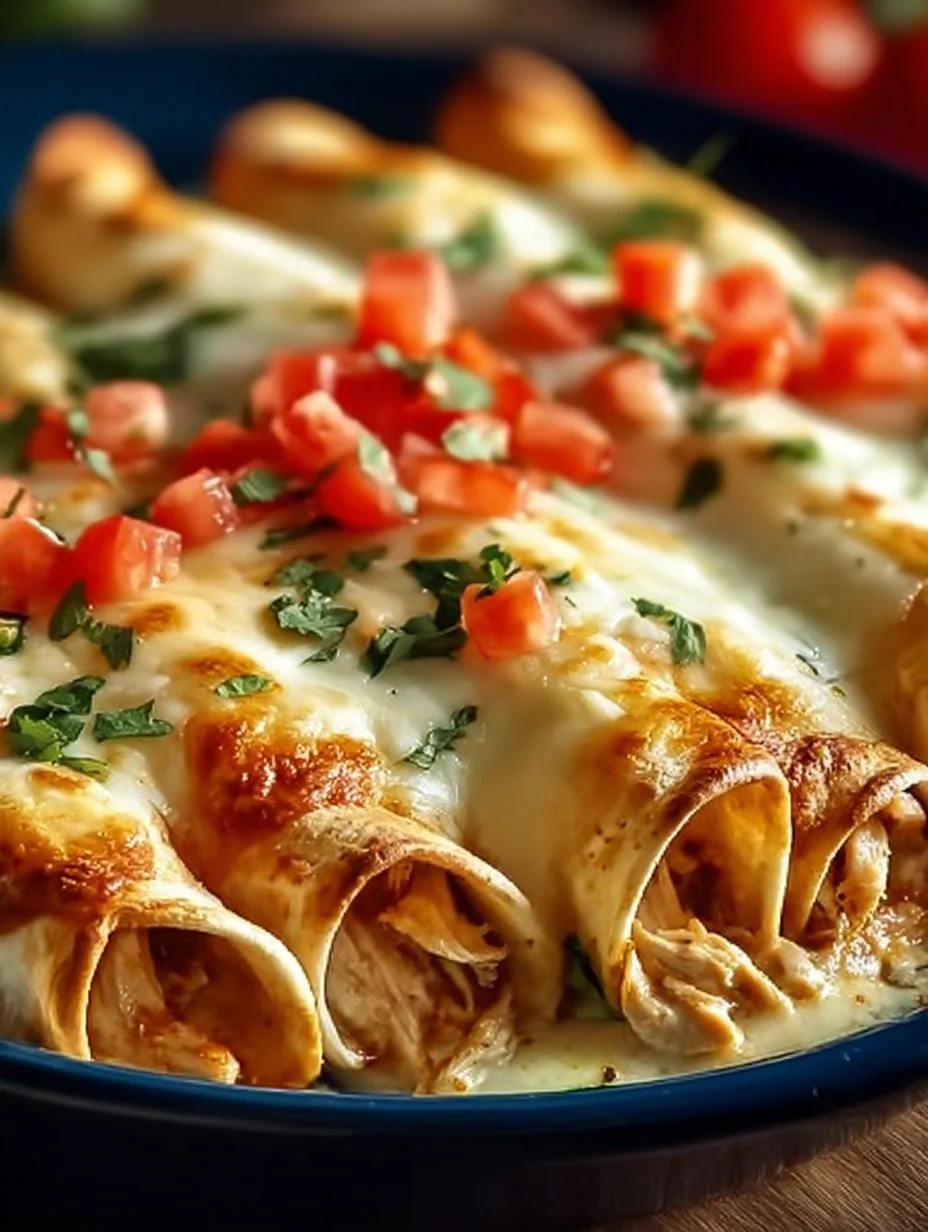 Plate of baked cream cheese chicken taquitos with dipping sauce