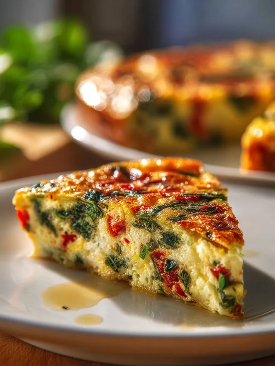 Delicious crustless spinach quiche with onion and feta, perfect for brunch.
