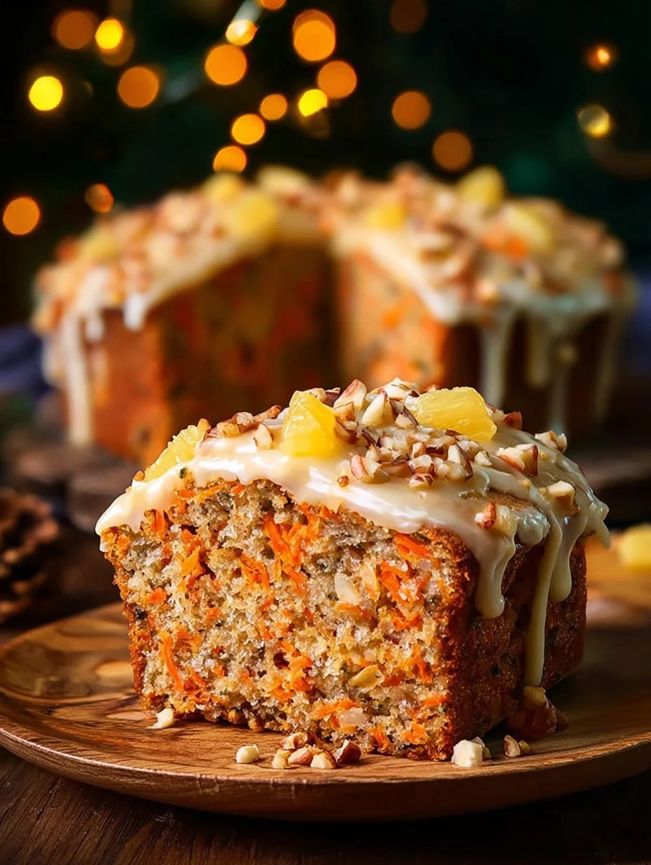 Delicious carrot cake with pineapple served on a plate