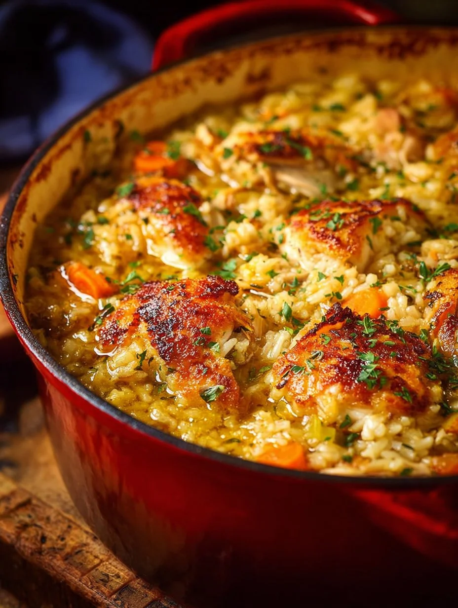 Bowl of hearty Chicken Rice Soup with chicken, rice, and vegetables