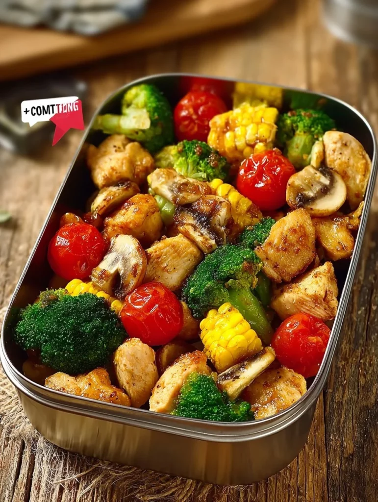 Colorful chicken and vegetable stir-fry in a skillet