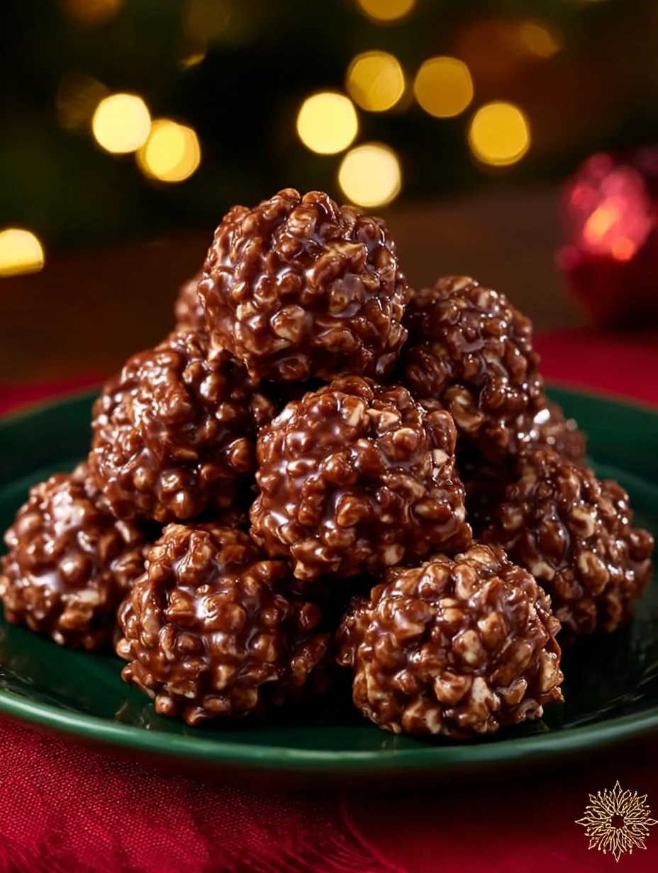 Delicious Chocolate Rice Krispie Balls ready to enjoy, a perfect sweet treat.