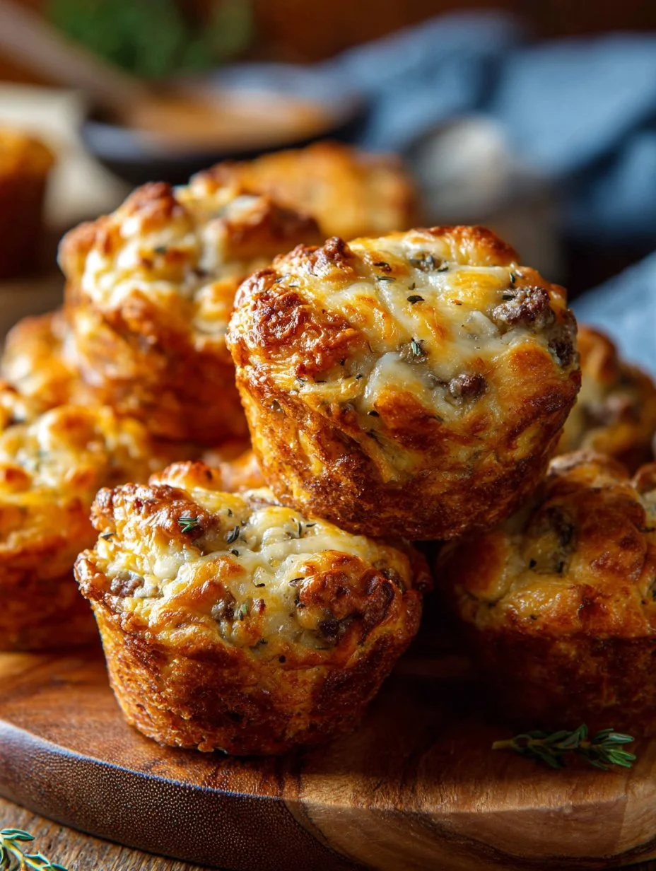 Delicious cheesy sausage muffins baked to perfection without Bisquick