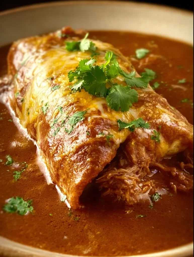 Delicious creamy Chile Colorado burritos with tender beef and spicy sauce