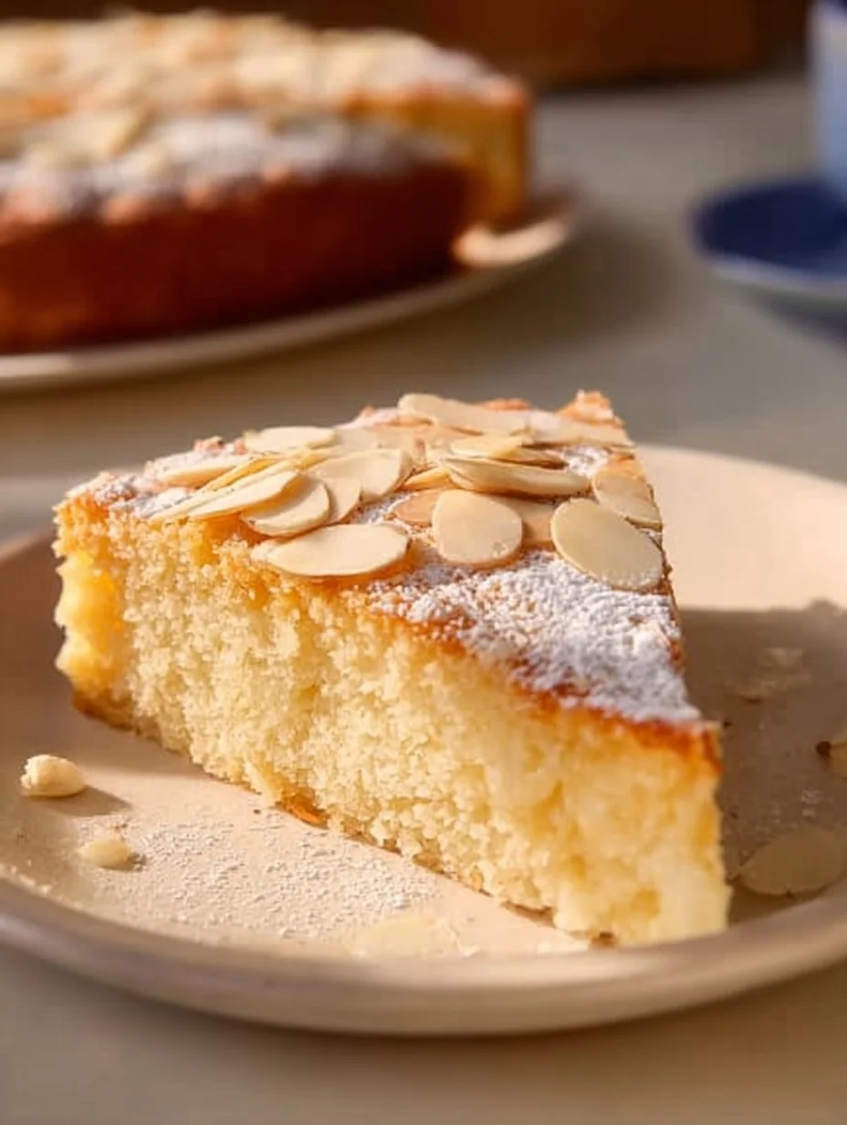 Delicious Flourless Almond Coconut Cake topped with Greek Yogurt