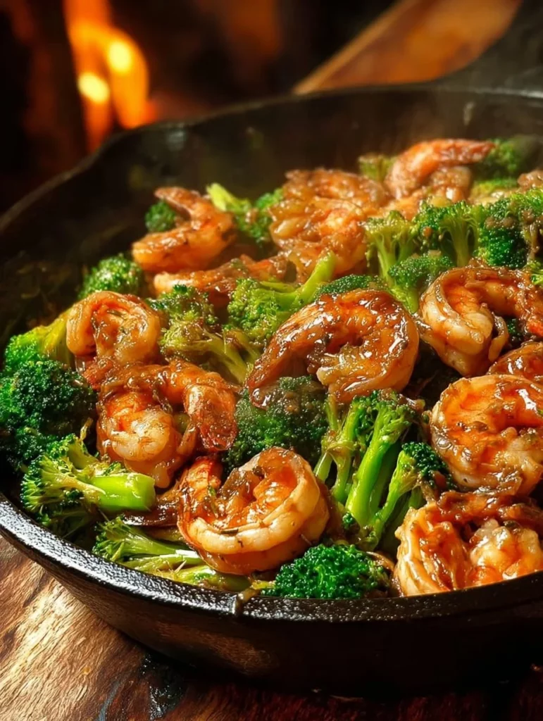 Sautéed garlic shrimp and broccoli served in a healthy dish