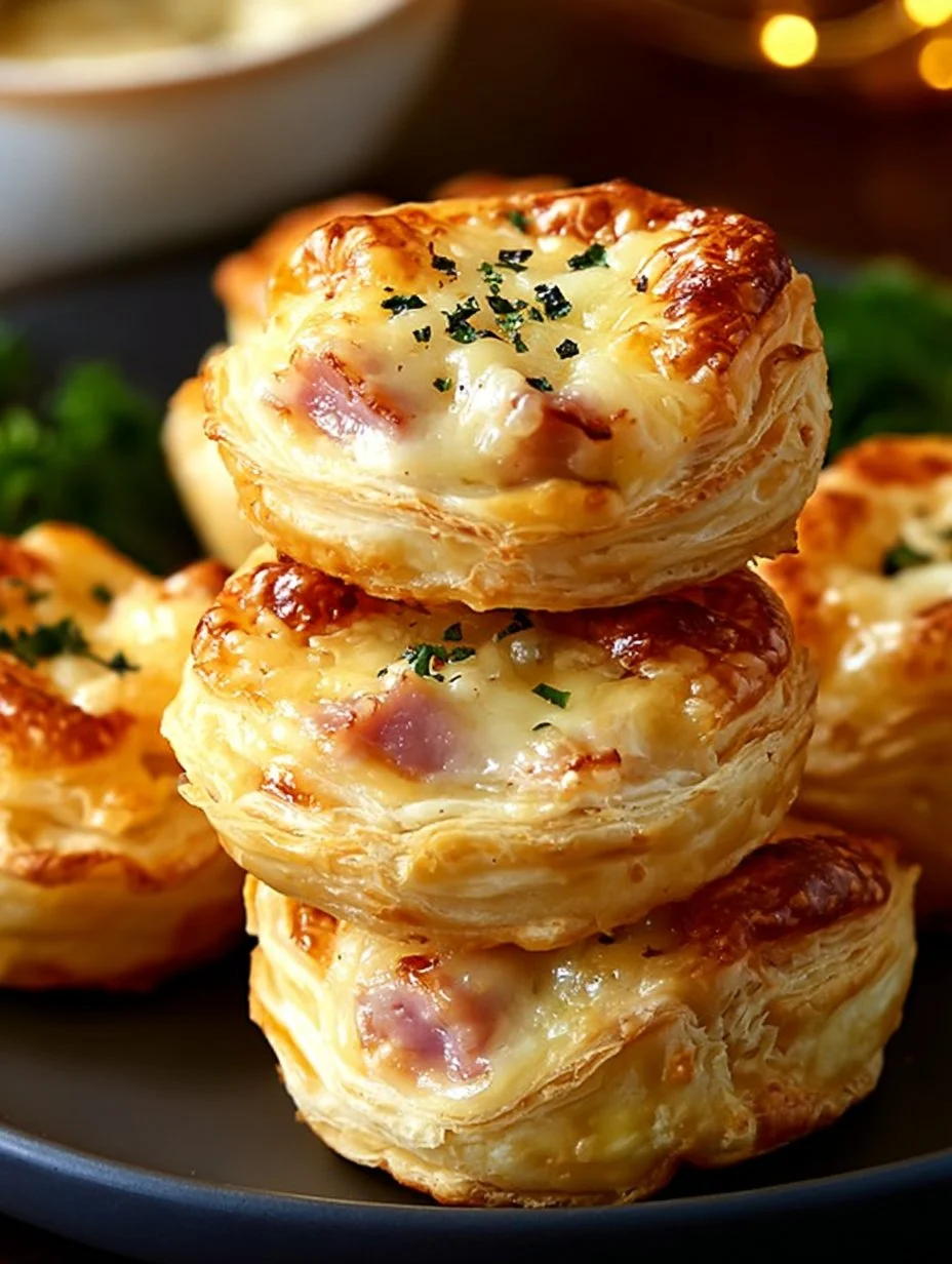 Delicious ham and cheese biscuits baked in a buttery sauce