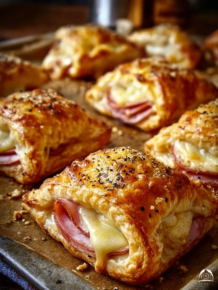 Homemade ham and cheese pockets baked to golden perfection