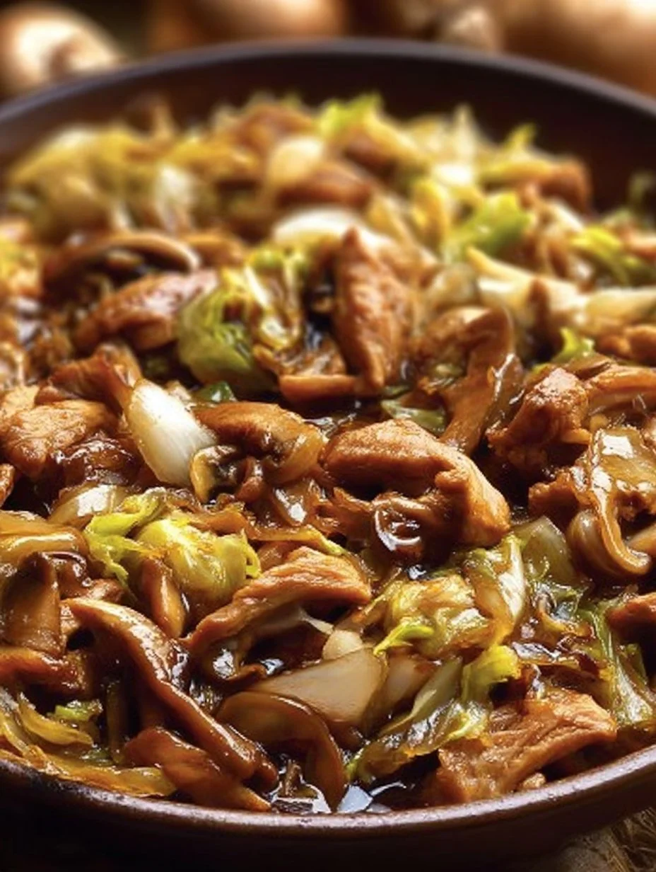 Low Carb Moo Shu Chicken with fresh vegetables and savory sauce