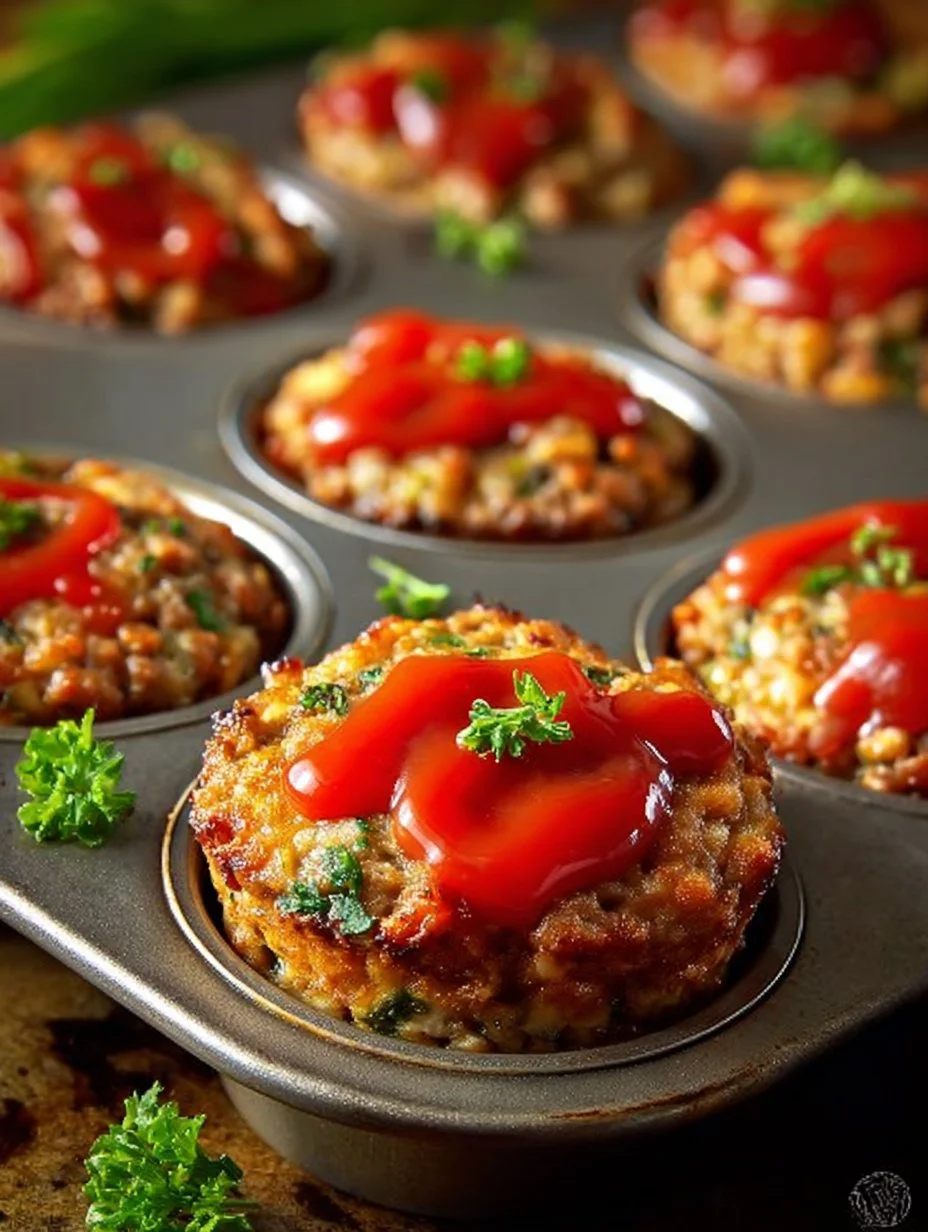 Delicious meatloaf made in a muffin pan for easy serving
