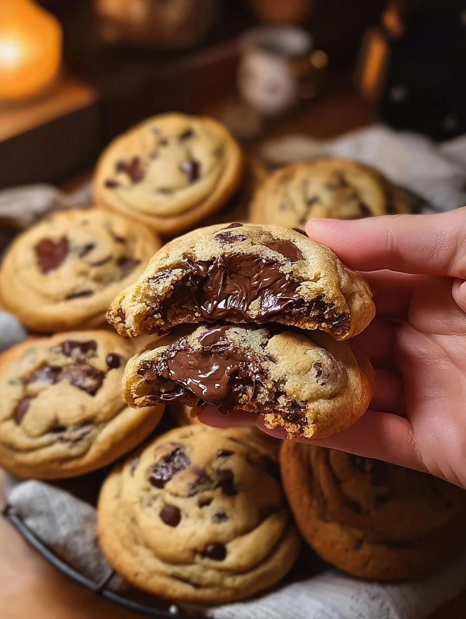 NYC Style chocolate chip cookies with melted chocolate and crispy edges