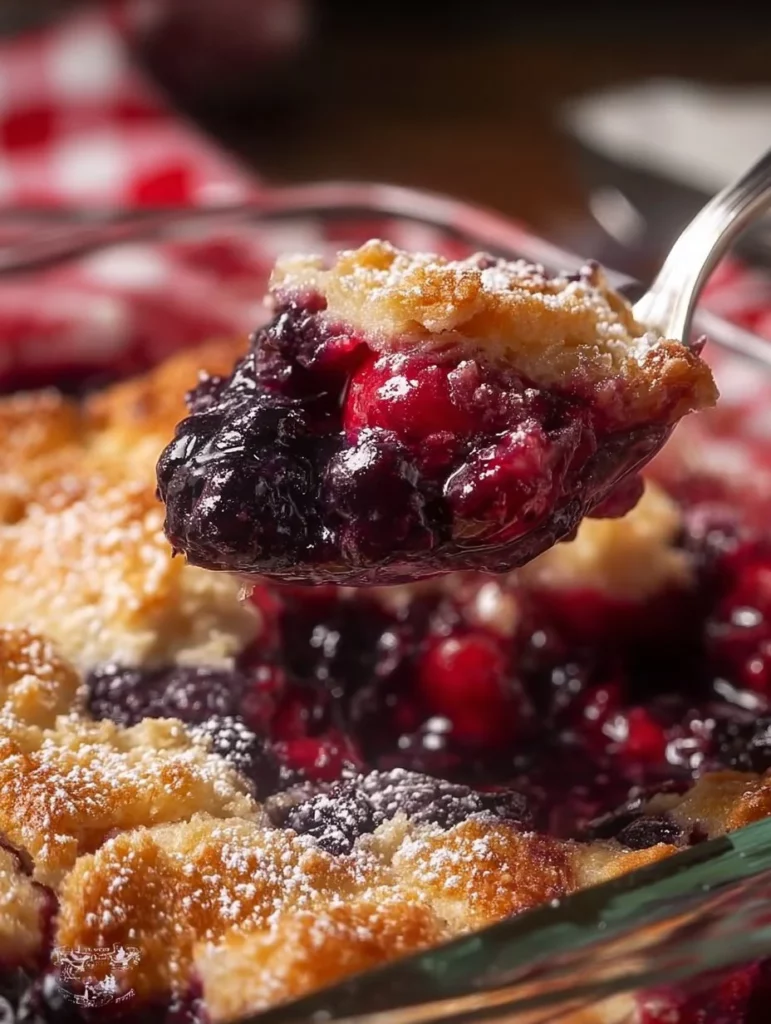 Delicious old fashioned blackberry cobbler topped with fresh blackberries and crust.