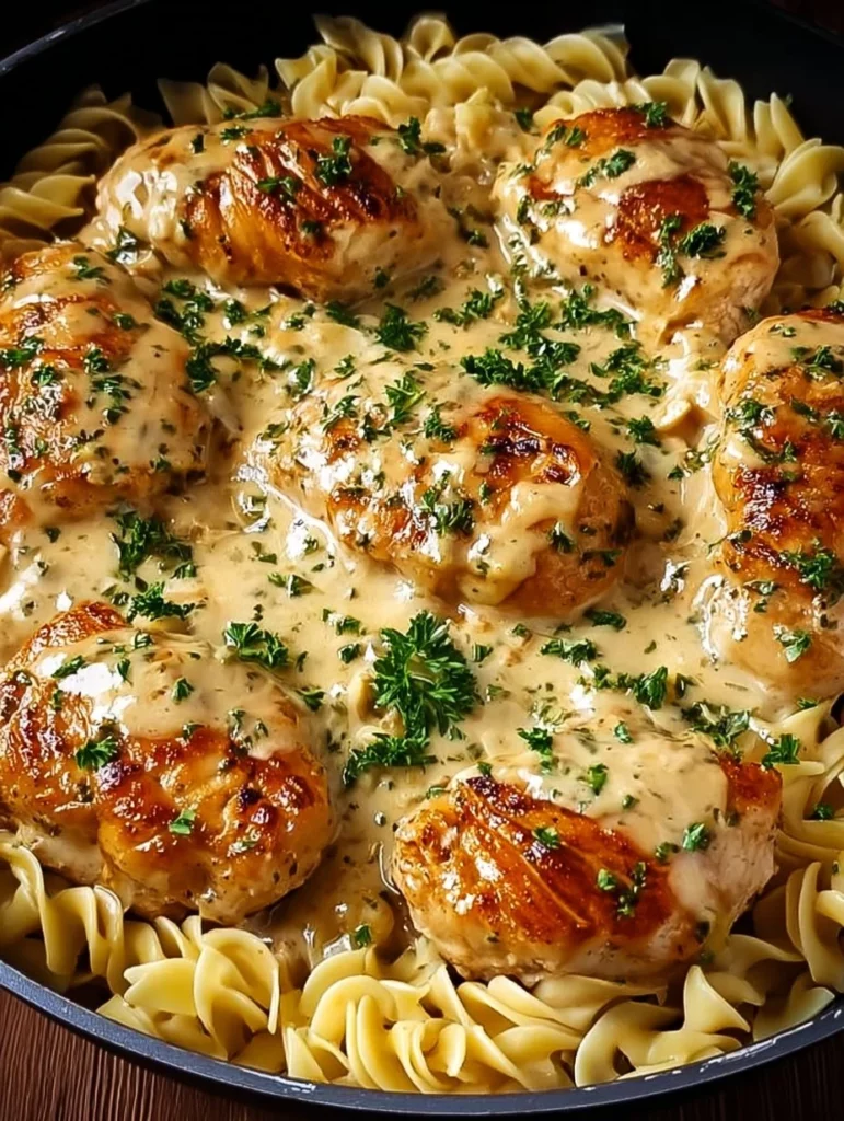 One-Pan Chicken with Buttered Noodles recipe featuring tender chicken and buttery noodles
