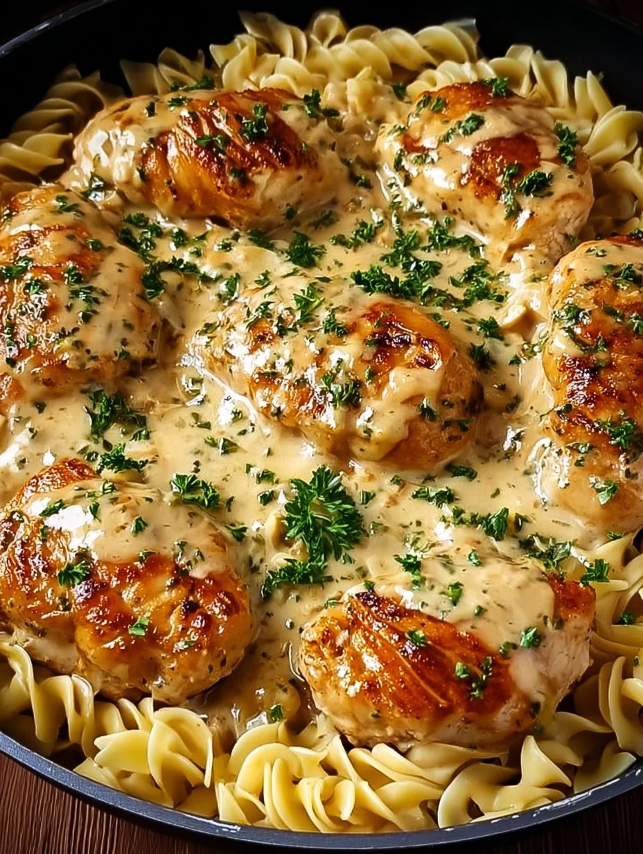 One-Pan Chicken with Buttered Noodles recipe featuring tender chicken and buttery noodles