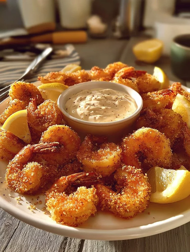 Delicious crispy fried shrimp served with dipping sauce