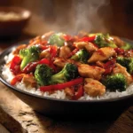 Sweet and Sour Chicken Stir Fry with colorful vegetables and savory sauce