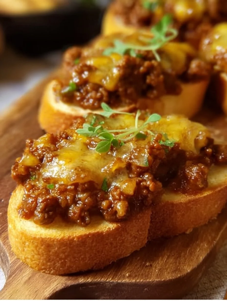 Texas Toast Sloppy Joes topped with ground beef and delicious sauce