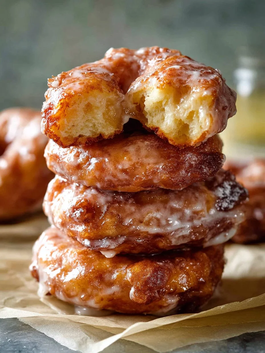 Freshly made vegan apple fritters with a crispy exterior and soft apple filling