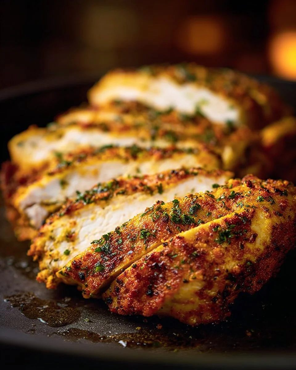 Juicy air fryer chicken breast seasoned and ready to serve