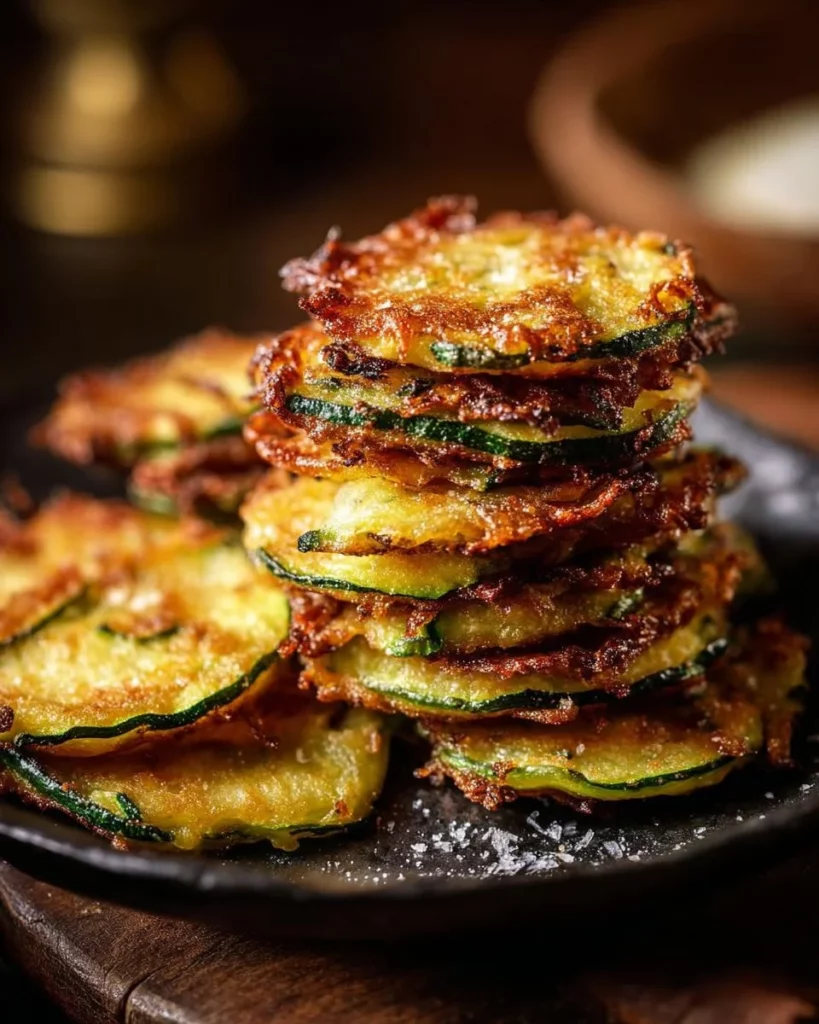Baked cheesy zucchini stacks topped with melted cheese and fresh herbs