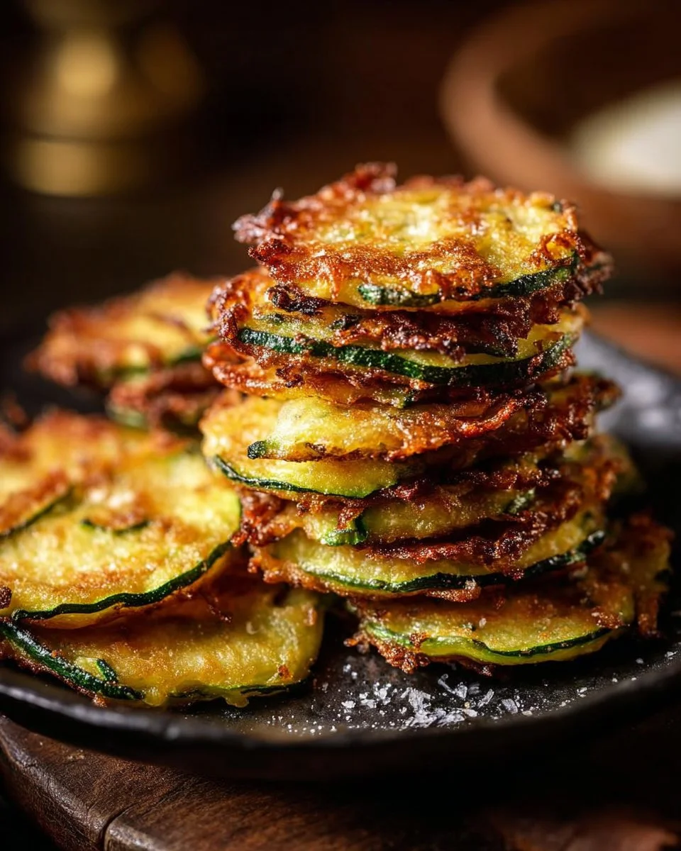 Baked cheesy zucchini stacks topped with melted cheese and fresh herbs