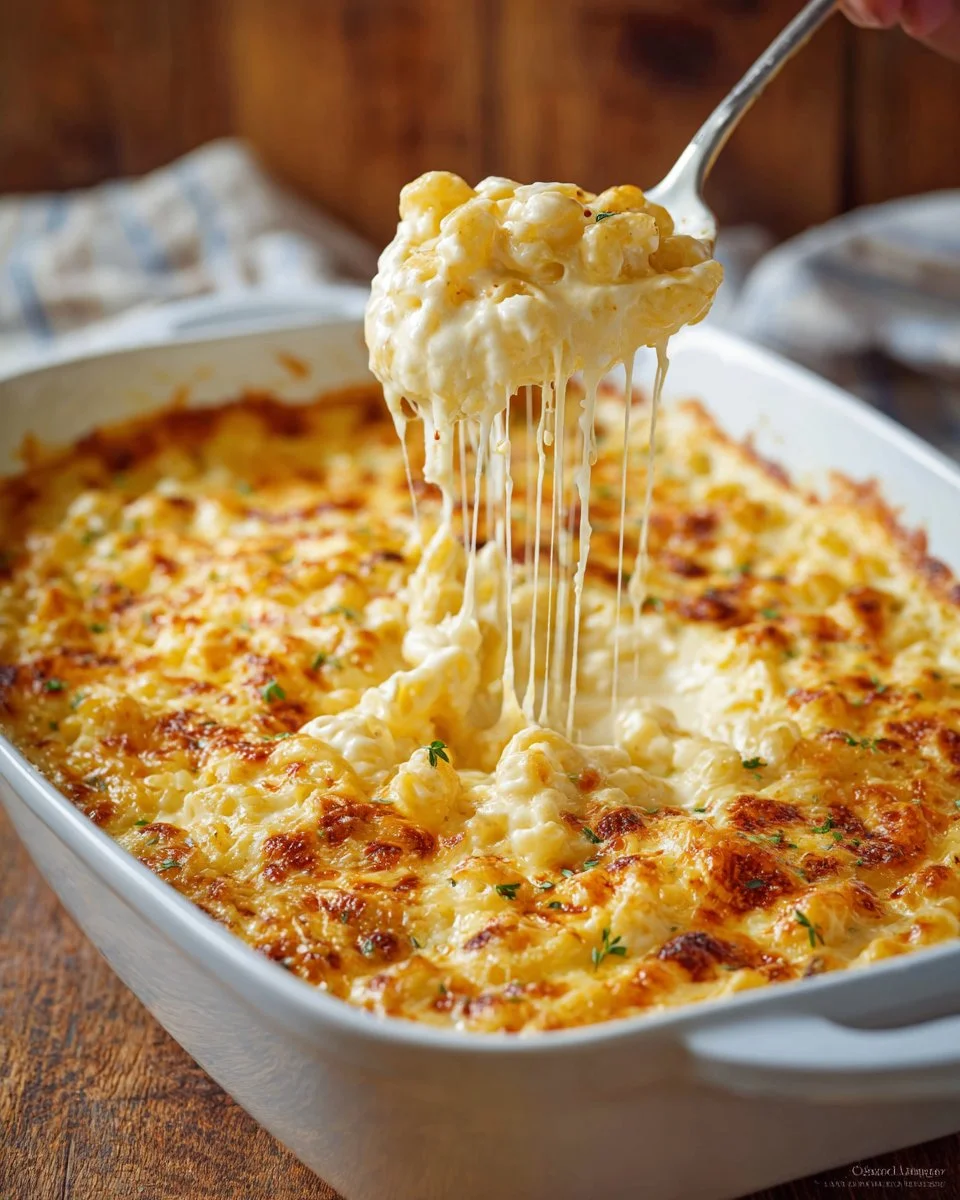Delicious baked mac and cheese topped with golden breadcrumbs and melted cheese
