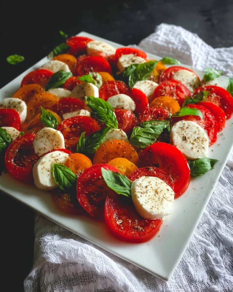 Fresh Caprese salad with tomatoes, mozzarella, and basil