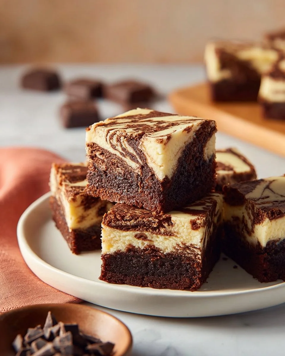 Delicious homemade cheesecake brownie served on a plate.