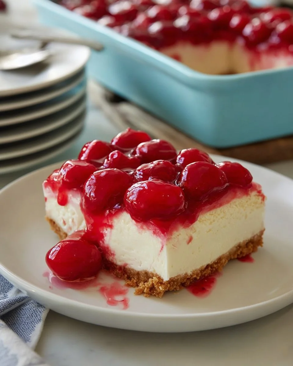 Delicious Cherry Delight dessert showcasing fresh cherries and creamy layers.