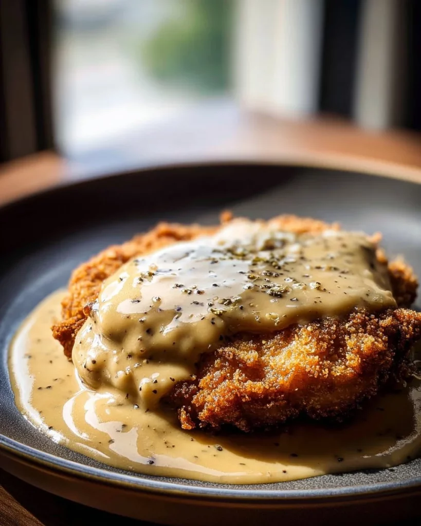 Crispy buttermilk chicken fried steak served with gravy