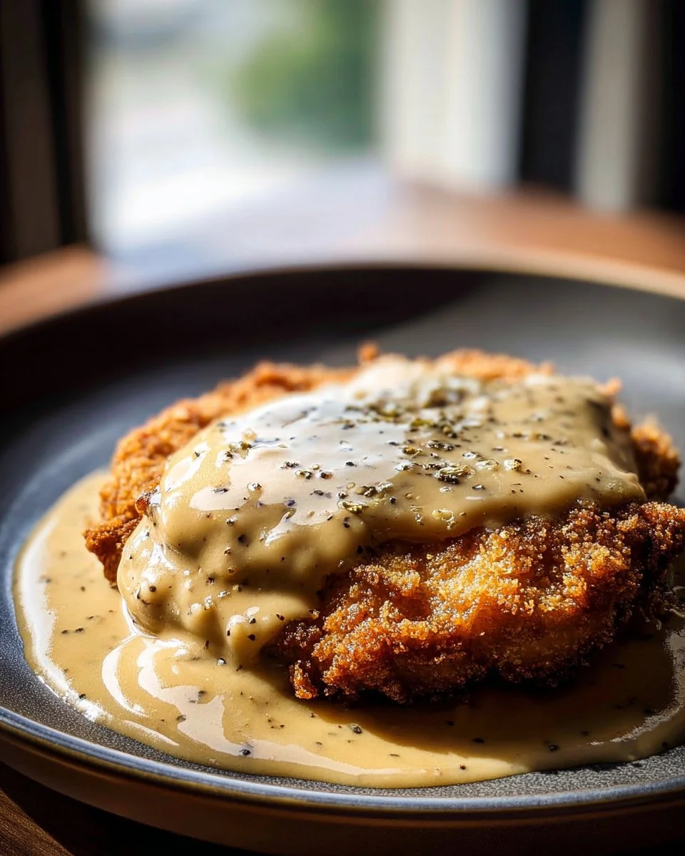 Crispy buttermilk chicken fried steak served with gravy