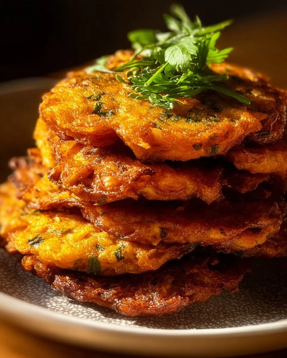 Crispy butternut squash fritters served with garlic dip on a plate