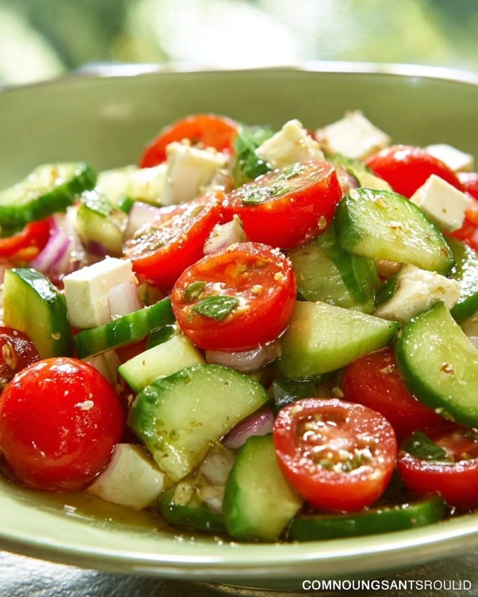 Fresh Cucumber Tomato Salad with herbs and dressing