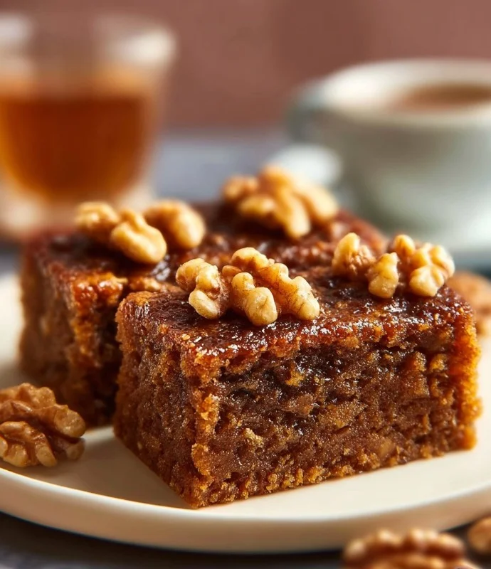 Deliciously moist Date & Walnut Cake with no refined sugar