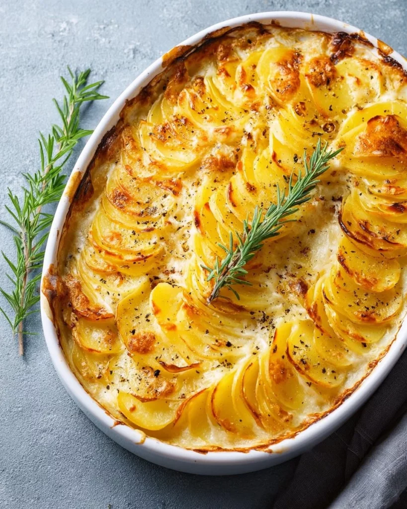 Deliciously baked Dauphinois Gratin with creamy layers of potatoes and cheese