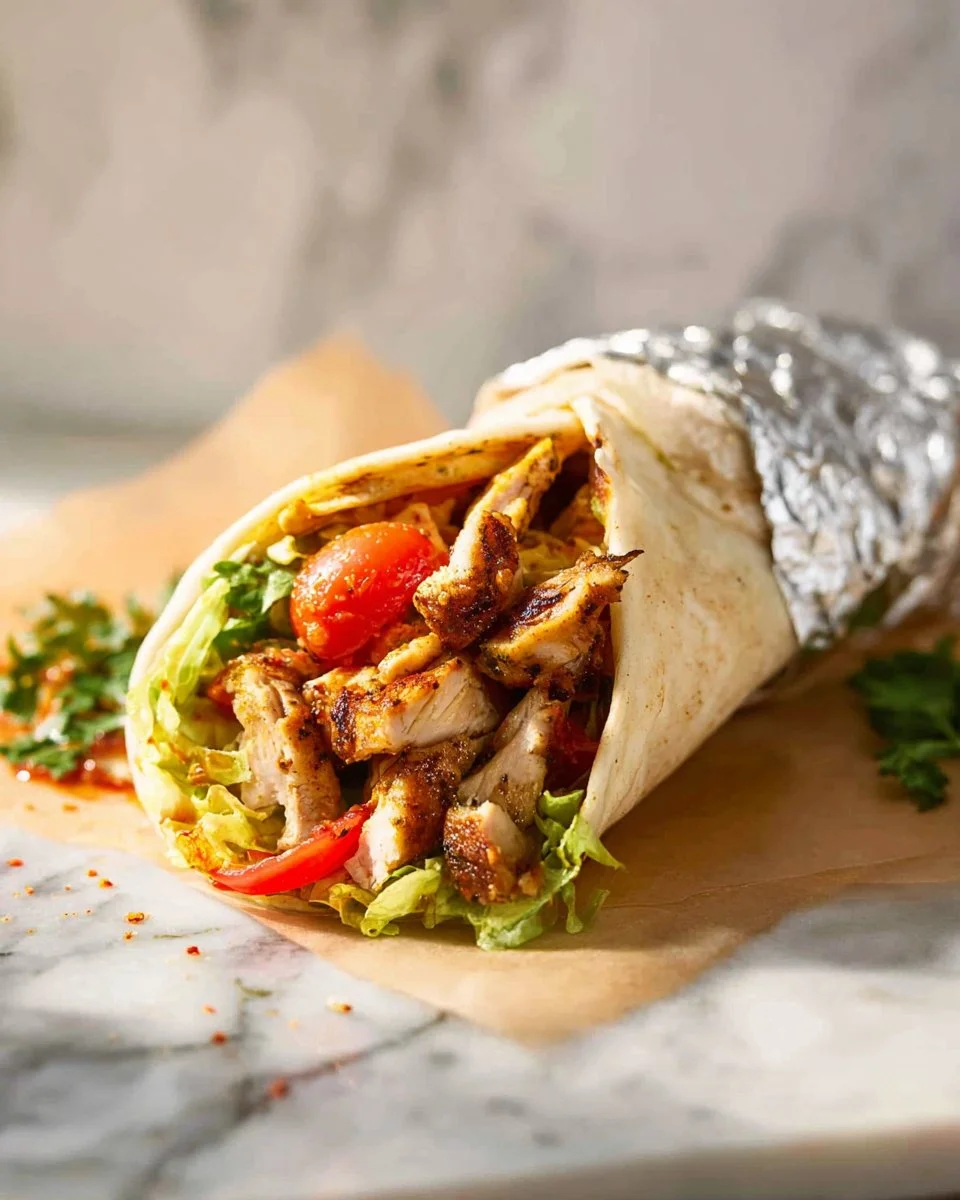 Delicious homemade Doner Kebab served with fresh vegetables and sauces.