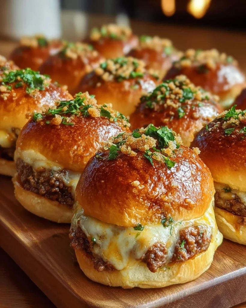 Garlic Parmesan Cheeseburger Bombs served on a platter