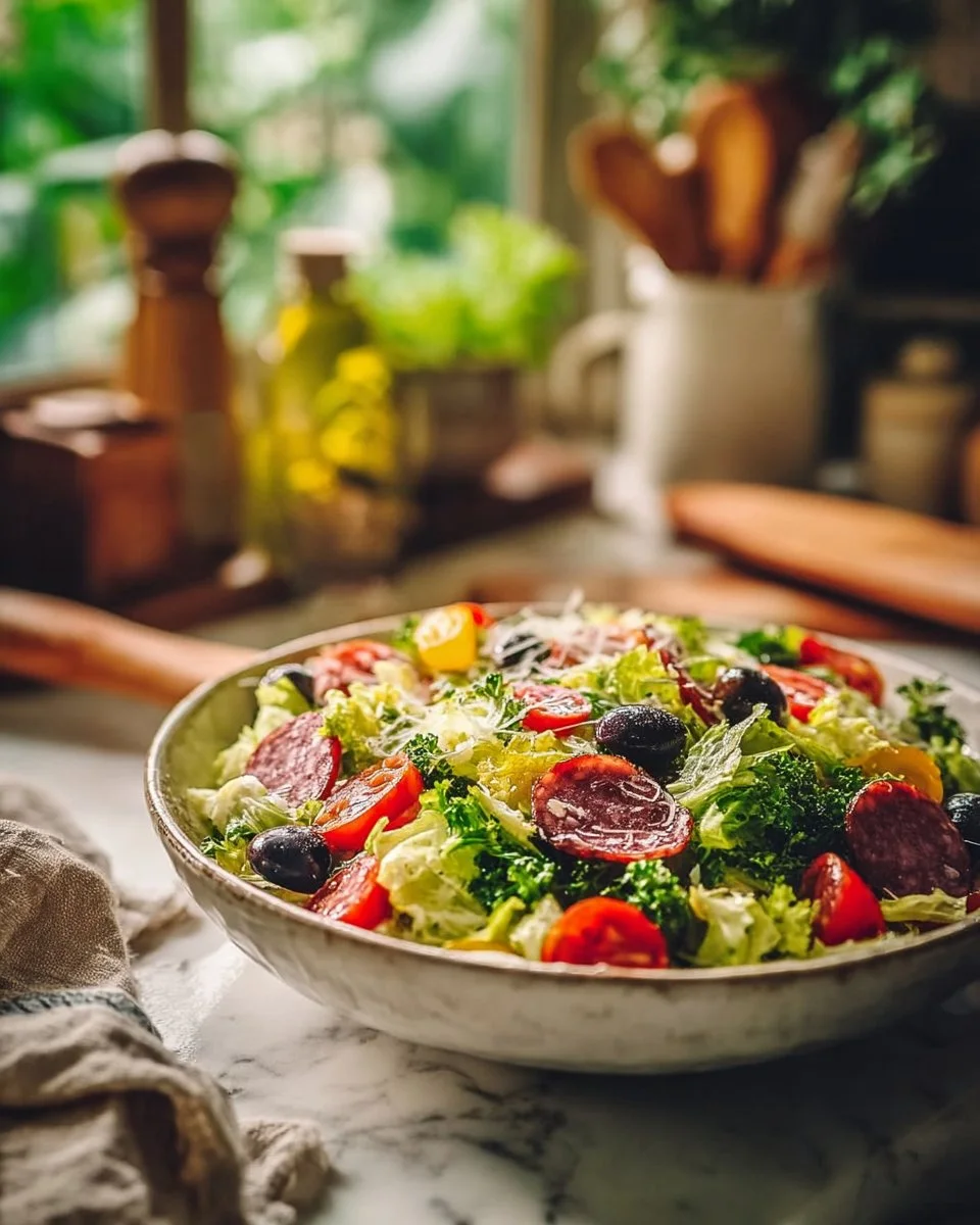 Italian Brussels sprout salad with fresh ingredients and vibrant colors