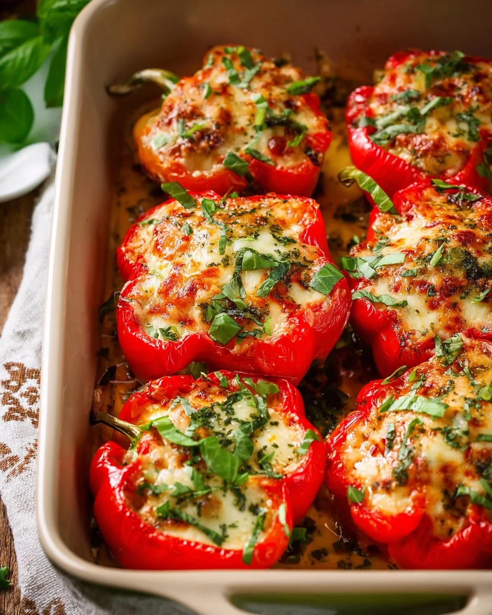 Delicious Italian stuffed peppers filled with rice and herbs