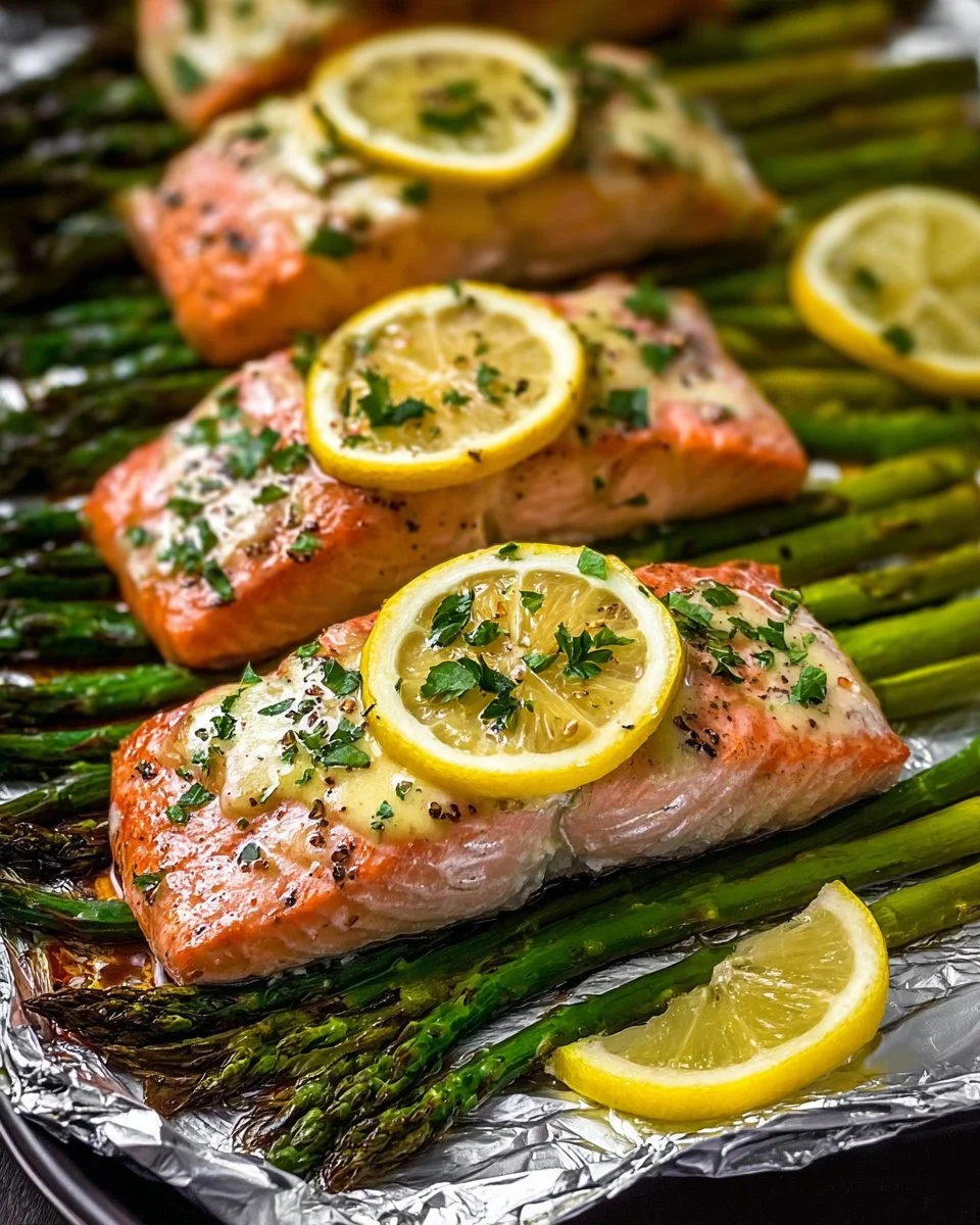 Lemon Garlic Butter Salmon foil packs ready for the grill or oven.