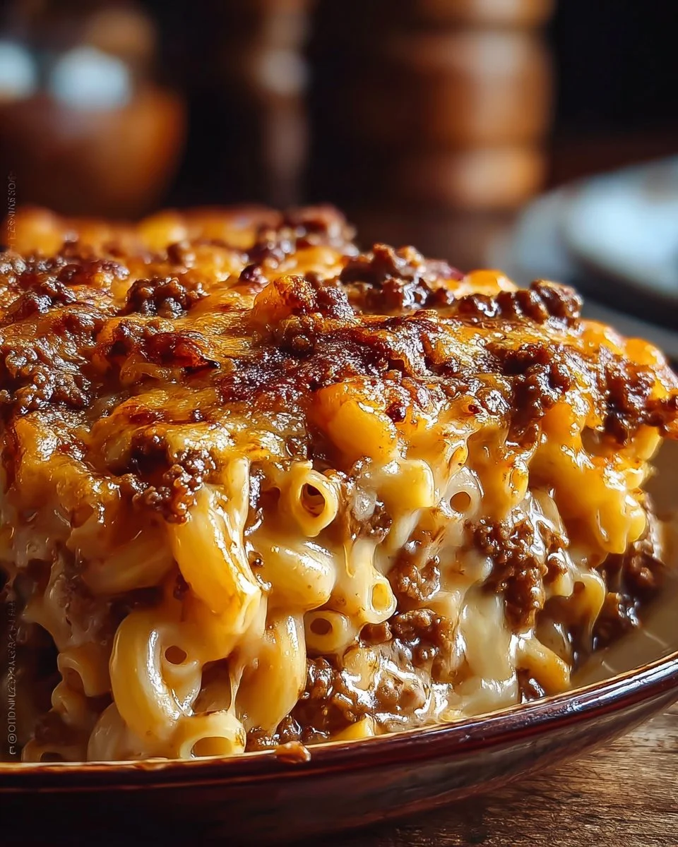 Delicious Macaroni and Cheese Meatloaf served on a plate with garnish