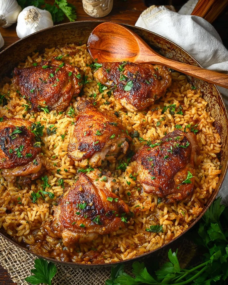 Paprika Chicken and Rice Bake dish served with vibrant vegetables