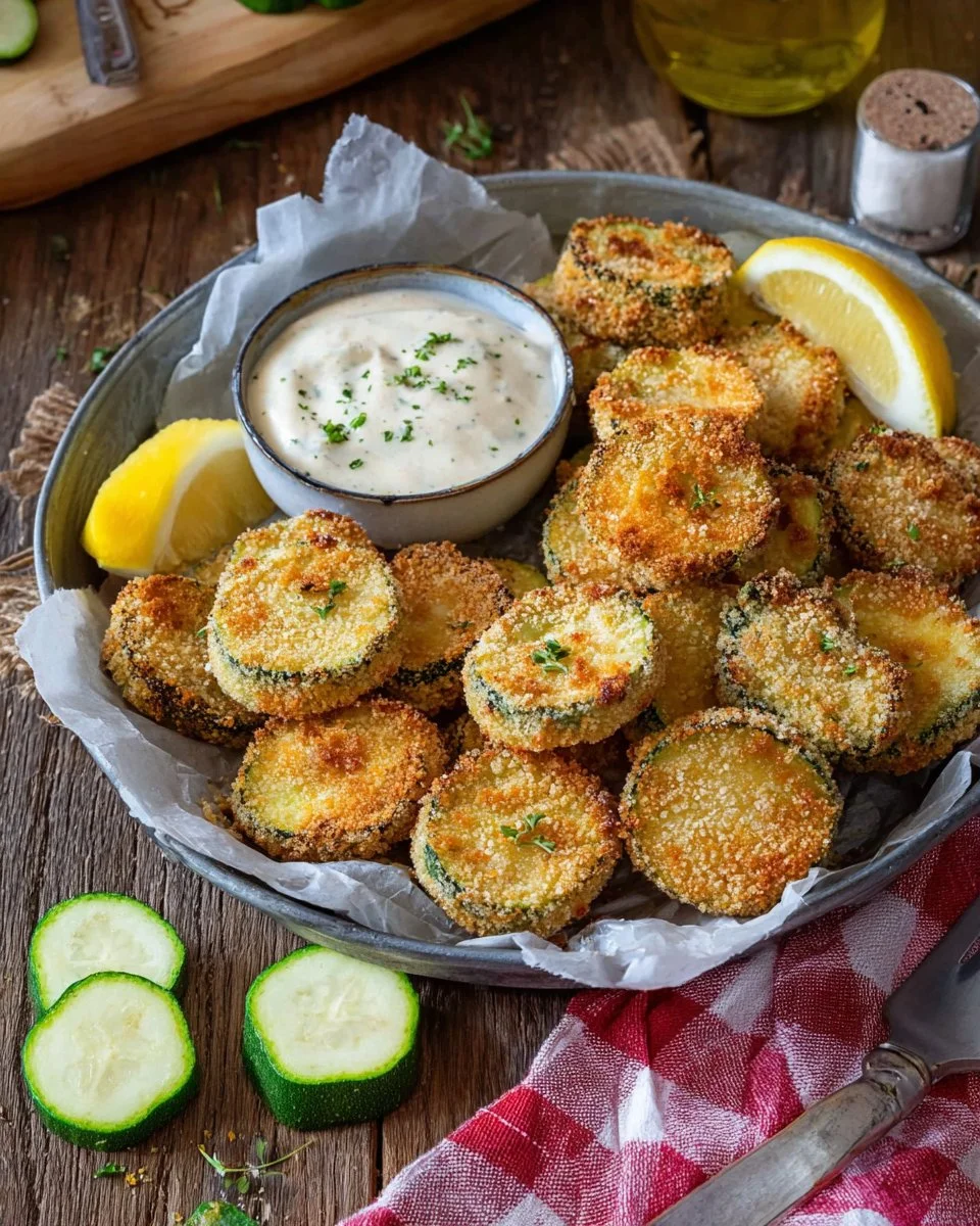 Crispy Parmesan Zucchini Crisps served on a plate with herbs