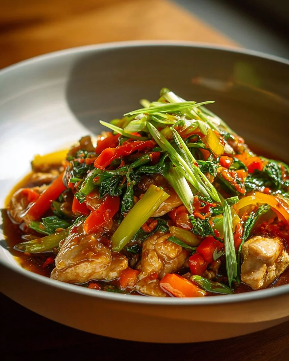 Quick Chicken Cabbage Stir-Fry dish served in a bowl with vegetables