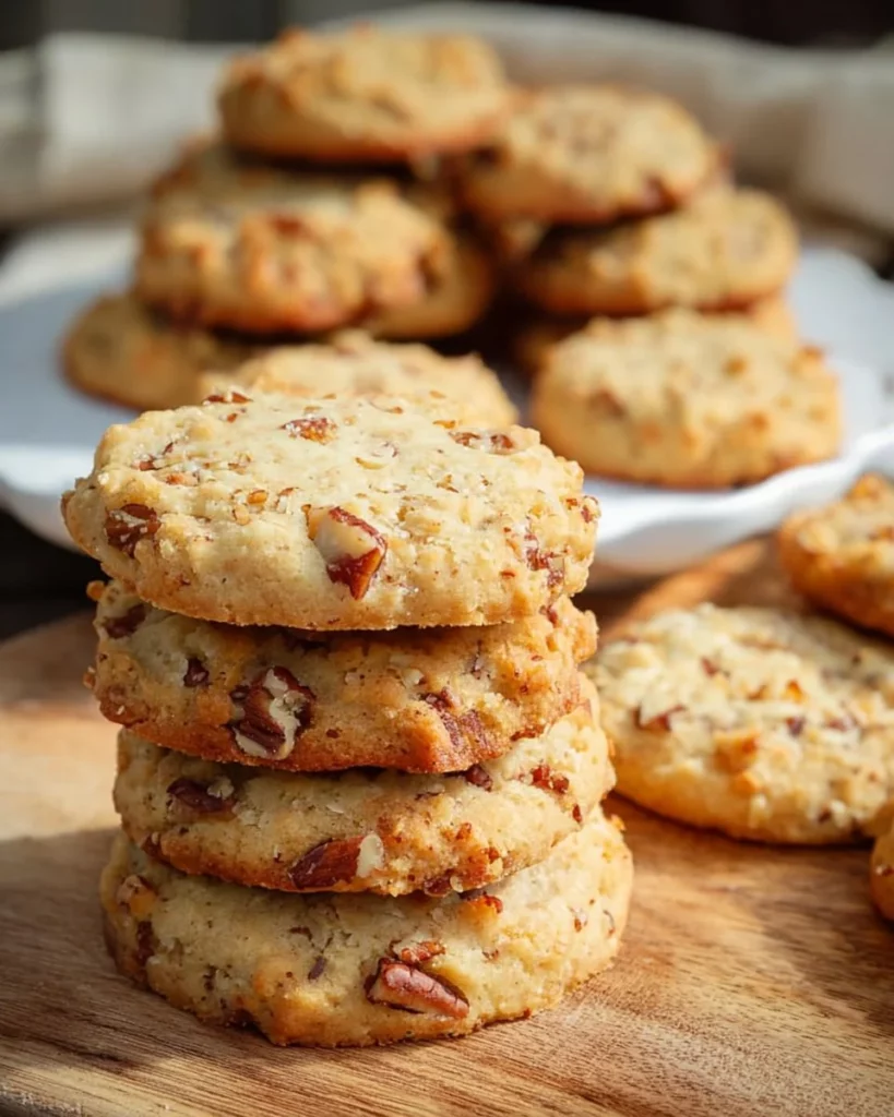 Delicious homemade shortbread cookies on a rustic wooden table