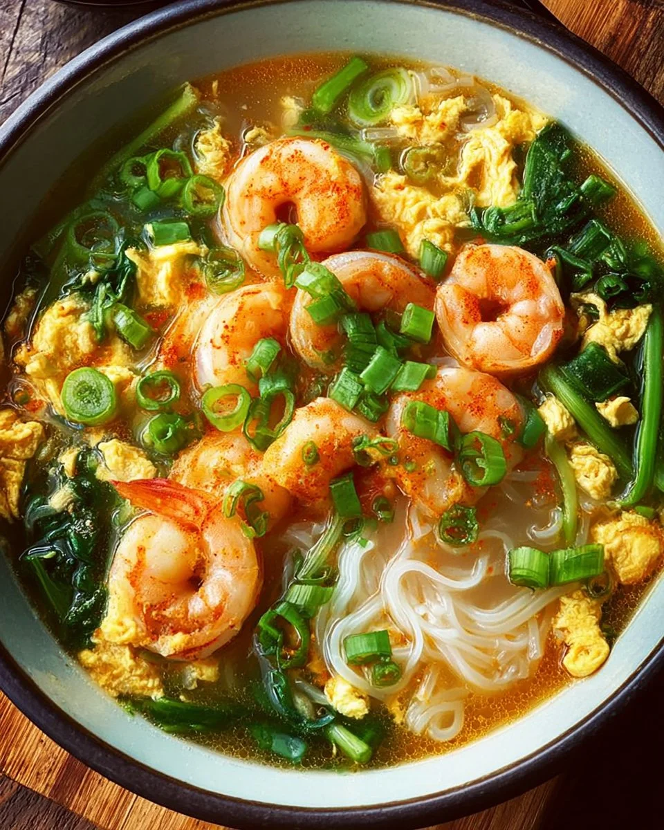 Delicious Shrimp Egg served with flavorful mushroom noodles for a delightful meal.